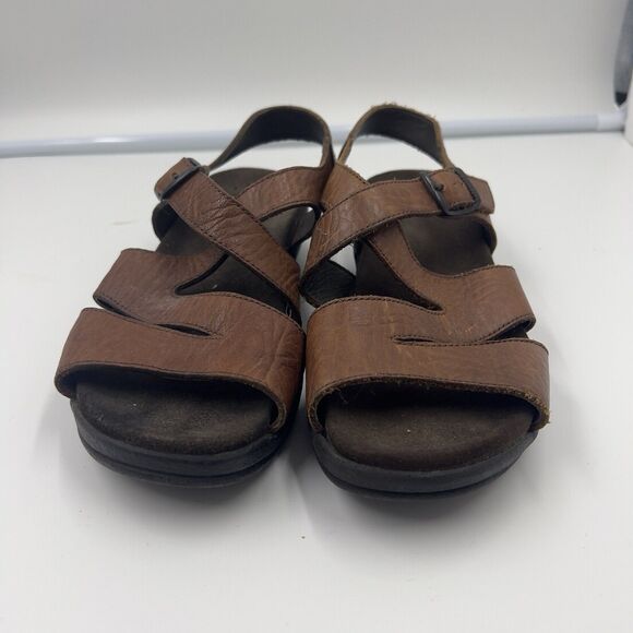 Mephisto Textured Brown Leather Straps Open Toe Sandals Women’s EU 38 US Size 6 - Picture 3 of 7